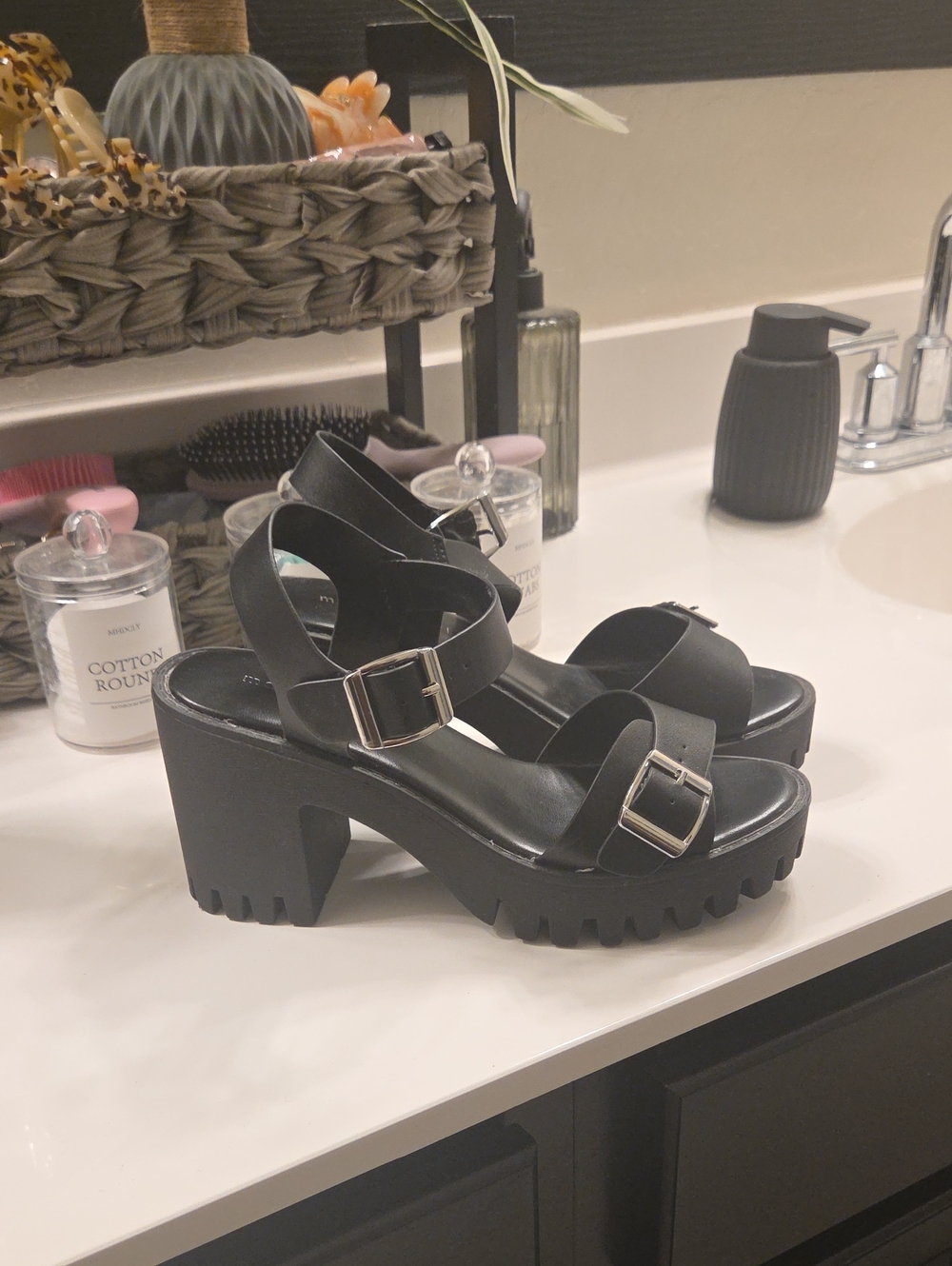 Black Chunky Platform Sandals